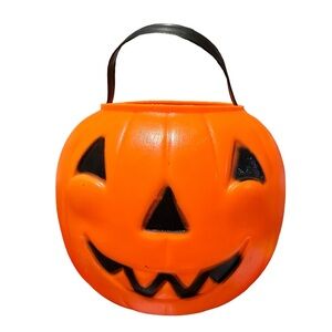 Vtg Empire Blow Mold Pumpkin Halloween Trick Or Treat Bucket Jack O Lantern Pail